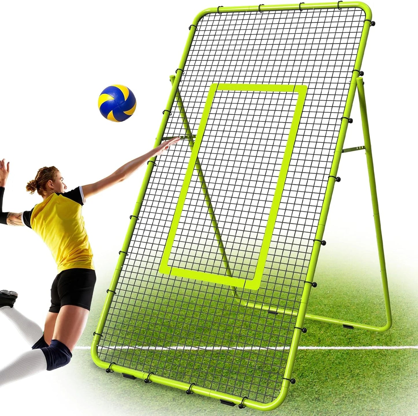 Adjustable 7x4ft Volleyball Net - Multi-Sport Rebounder for Lacrosse/Baseball/Soccer/Tennis, Backyard Hitting & Serving Practice