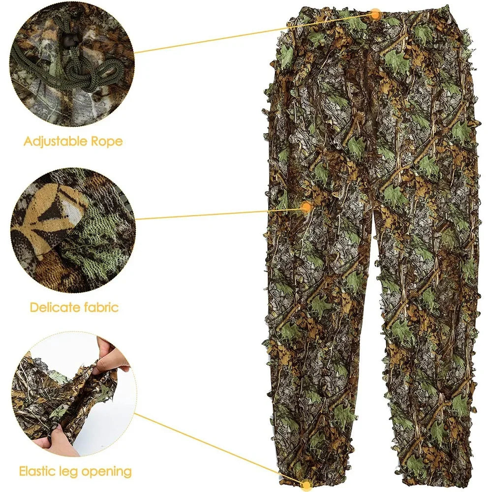 3D Ghillie Suit Tactical Outdoor Camouflage Clothes Leafy Bionic Jungle CS Shooting Suits Combat Clothes Set For Holiday Party
