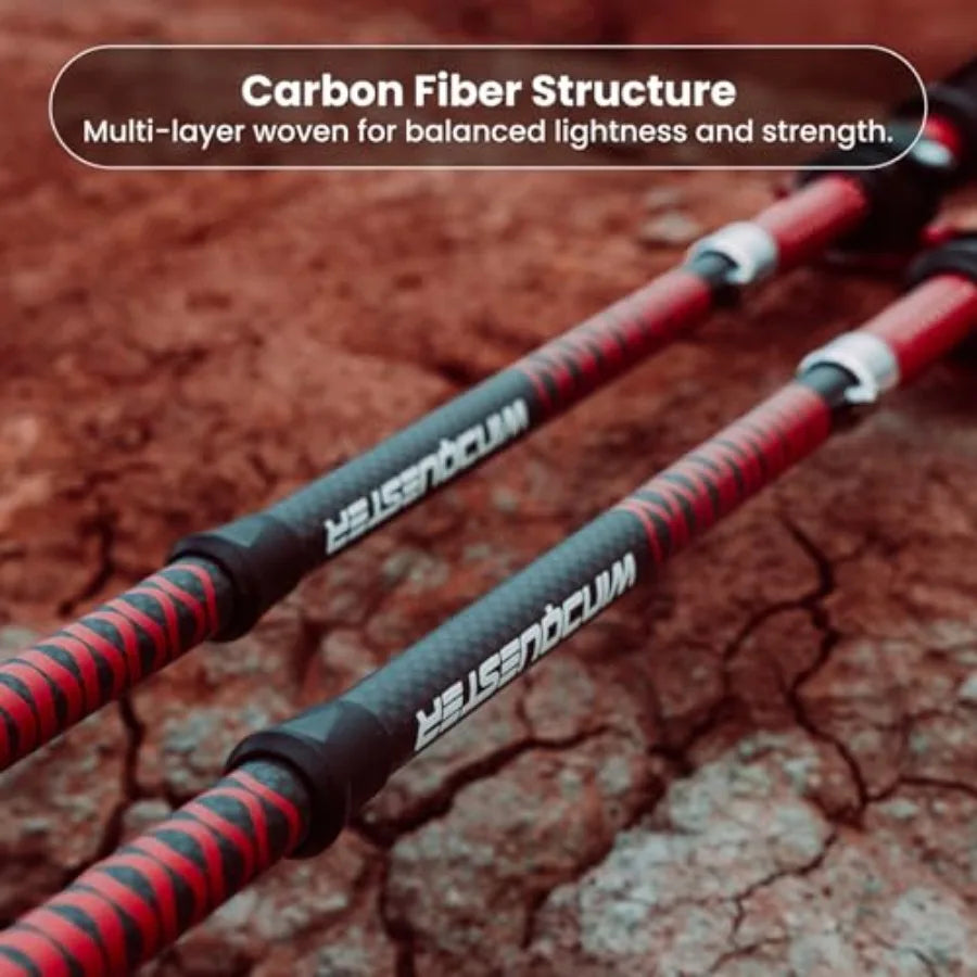 Ultralight Carbon Fiber Trekking Poles 198g Adjustable Folding Hiking Poles for Backpacking 110130cm Thru-Hiking Trail Running