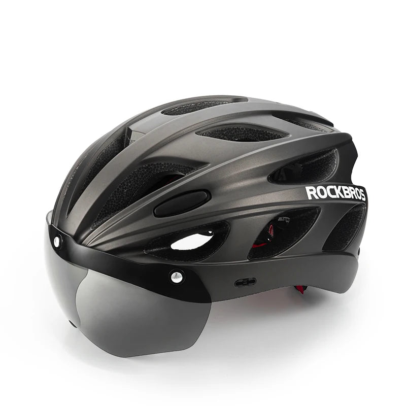 ROCKBROS Cycling Helmet Lightweight Integrated Helmet Head Protection Safety Helmet With Goggles Men Women MTB Road Bike Helmet