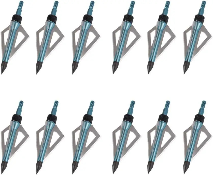 Hunting Broadheads 3 Blades Archery Broadheads 100 Grain 12 Pack Screw Arrow Heads Arrow Tips for Crossbow Compound Bow