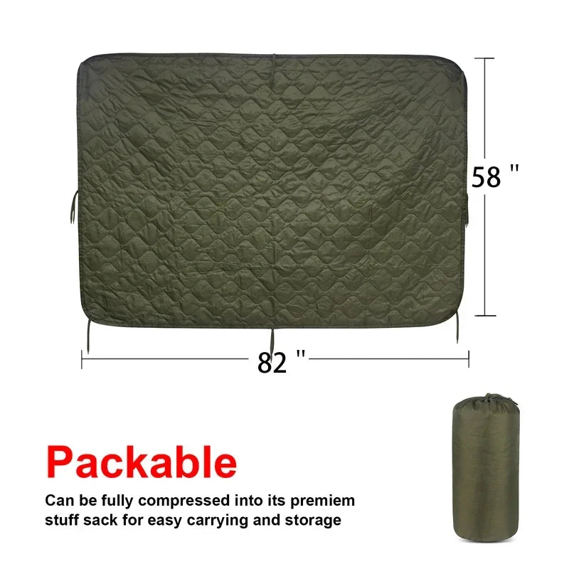 LQARMY Tactical Poncho Liner Woobie Quilted Blanket for Camping