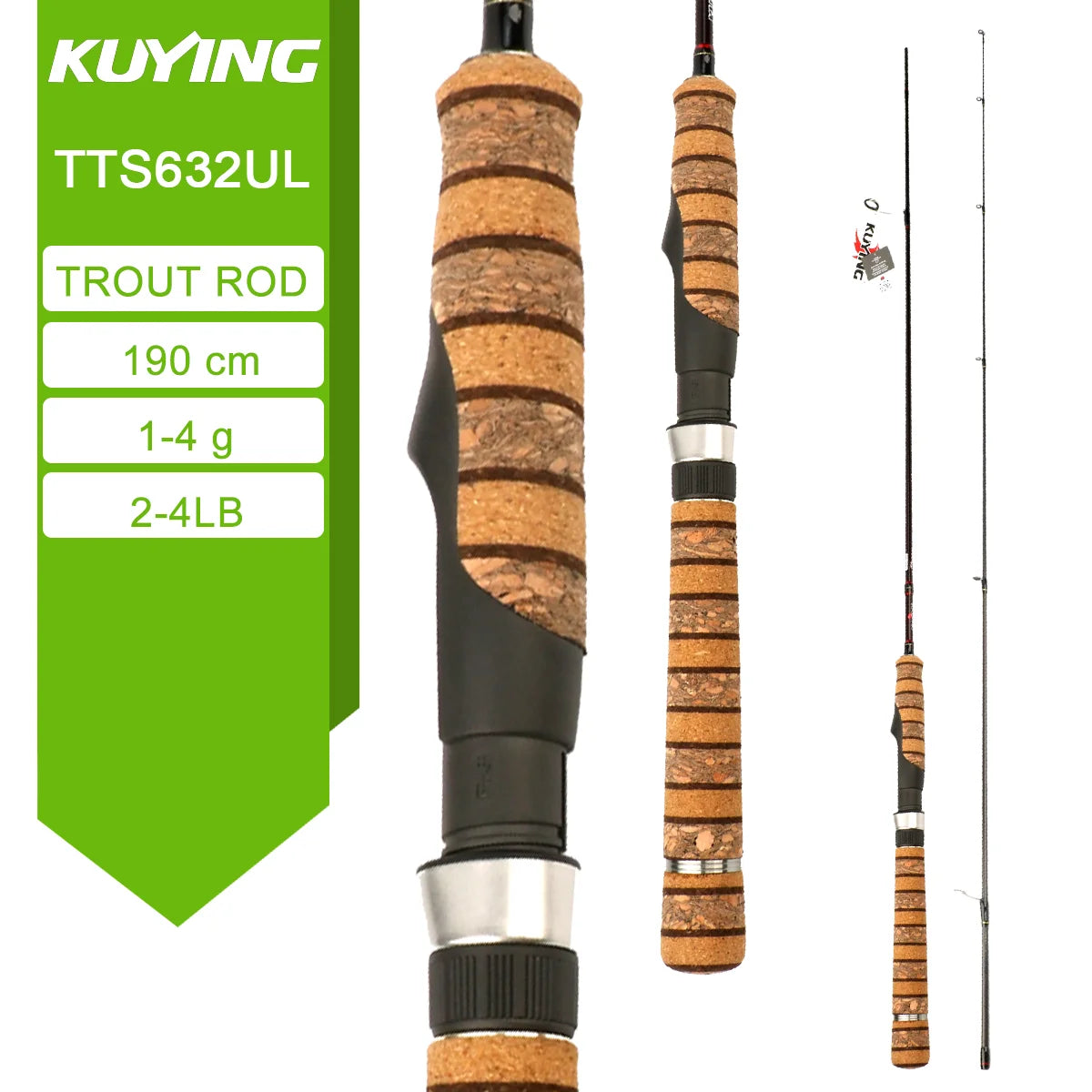Kuying Fishing Rod Fuji Carbon Spinning Casting 2-10g