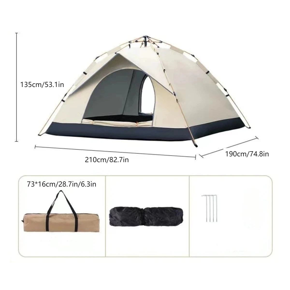 Pakicetus Outdoor Automatic Opening Tent Rainproof Sunshineproof With Two Doors