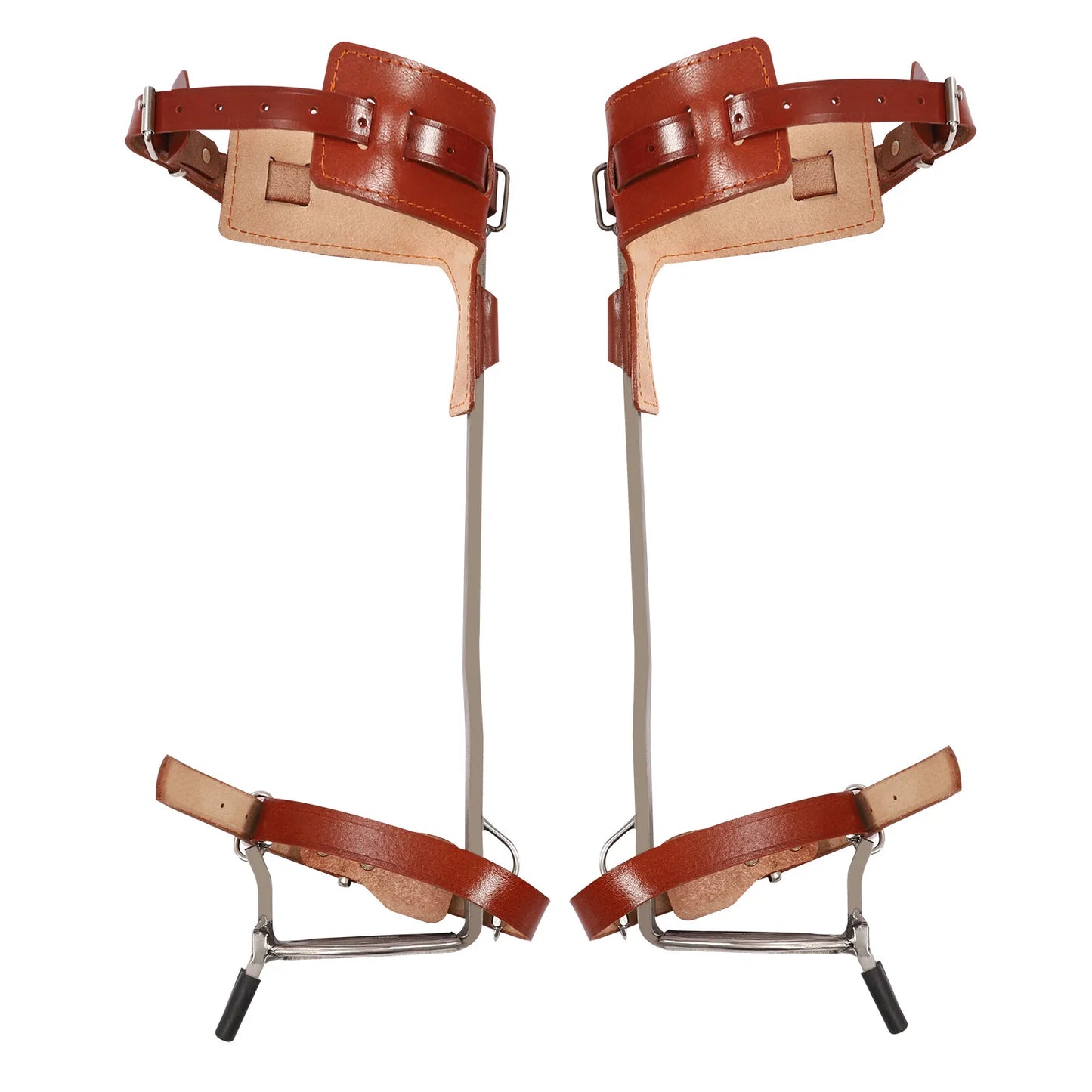 Tree Climbing Spike Set Adjustable Spurs Double Gaffs Stainless Steel Cowhide Safety Harness Gear 220lbs