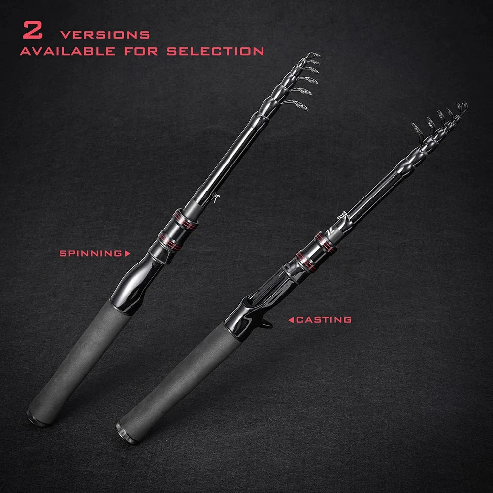 Telescopic carbon fishing rod, high-strength fishing line, reel seat, rotating rod, straight handle, gun handle fishing rod