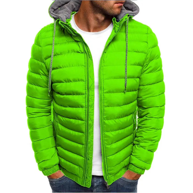 Mens Hooded Zipper Coat Winter Casual Outerwear Jacket