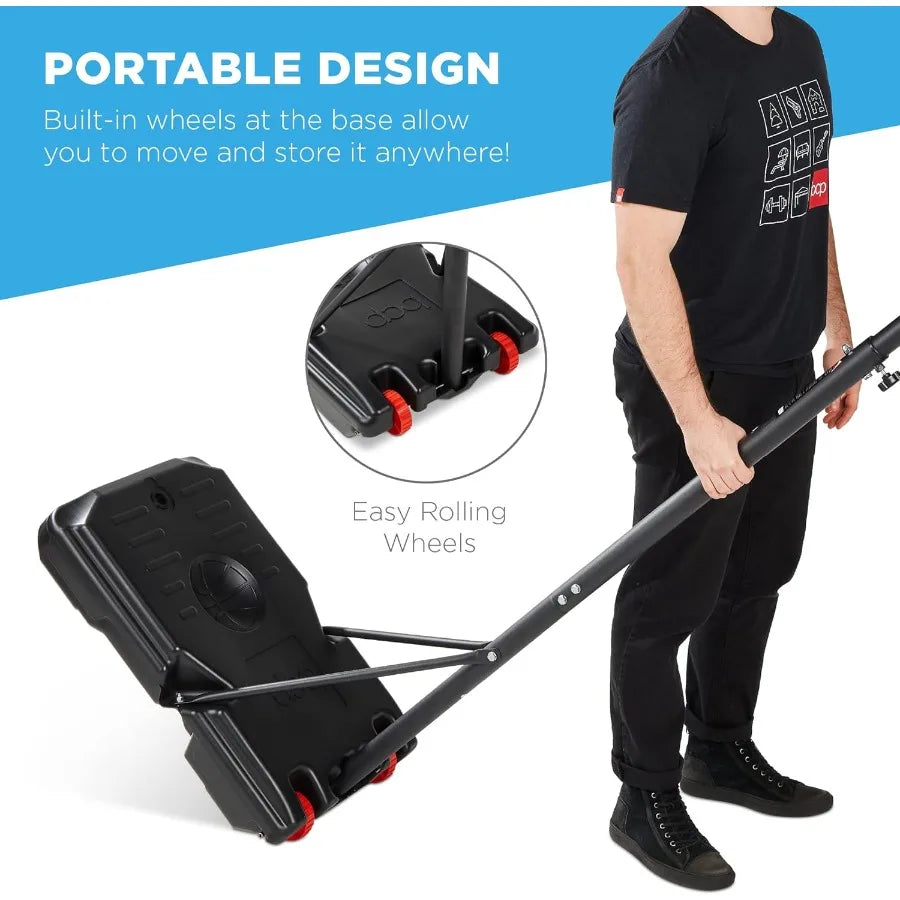 Height-Adjustable Basketball Hoop System Portable Game w/Wheels Fillable Base 70.5in to 82.3in Height