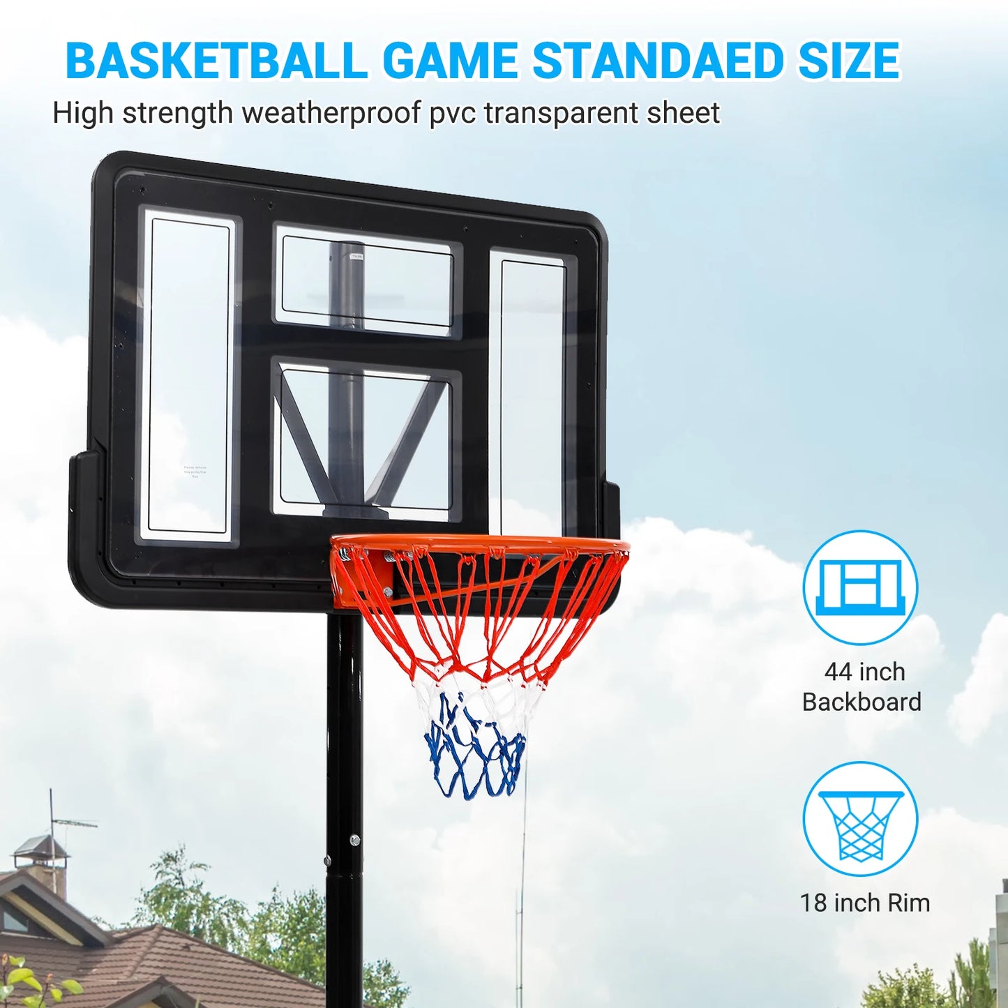 HiMIS Portable Adjustable Outdoor Basketball Hoop System For Backyard