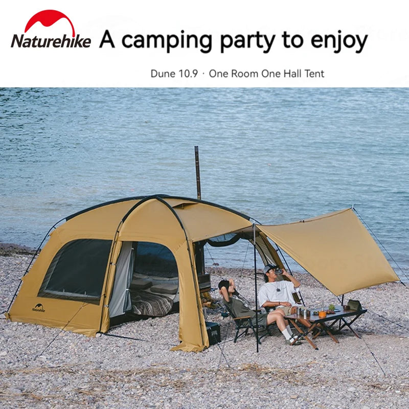 Naturehike Dunes 10.9 Camping Tent 6 People 4 Seasons Dome Extended Canopy Outdoor Waterproof Large Space Tent With Chimney Hole
