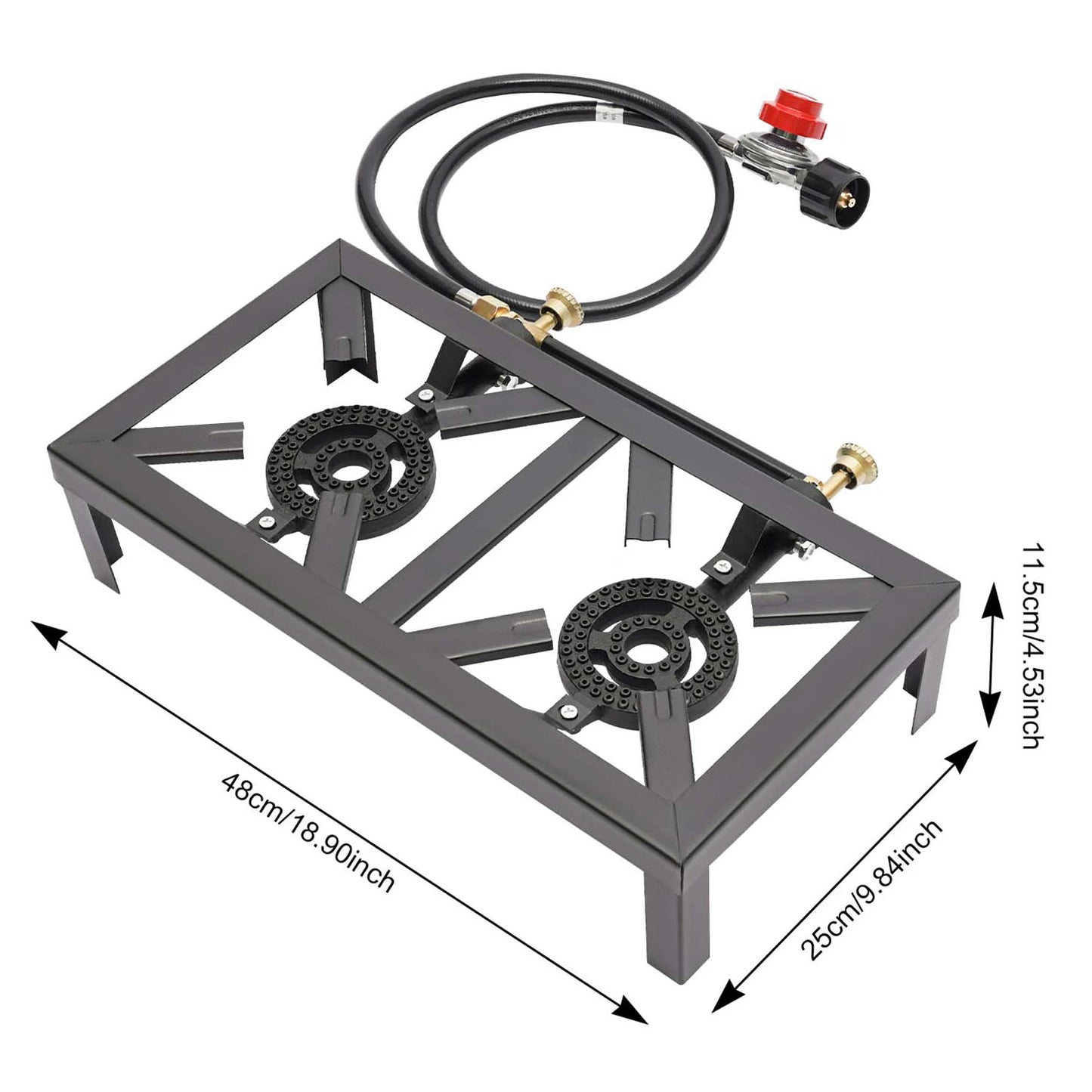 Portable Double Burner Outdoor Gas Stove Propane Cooker Adjustable Regulator
