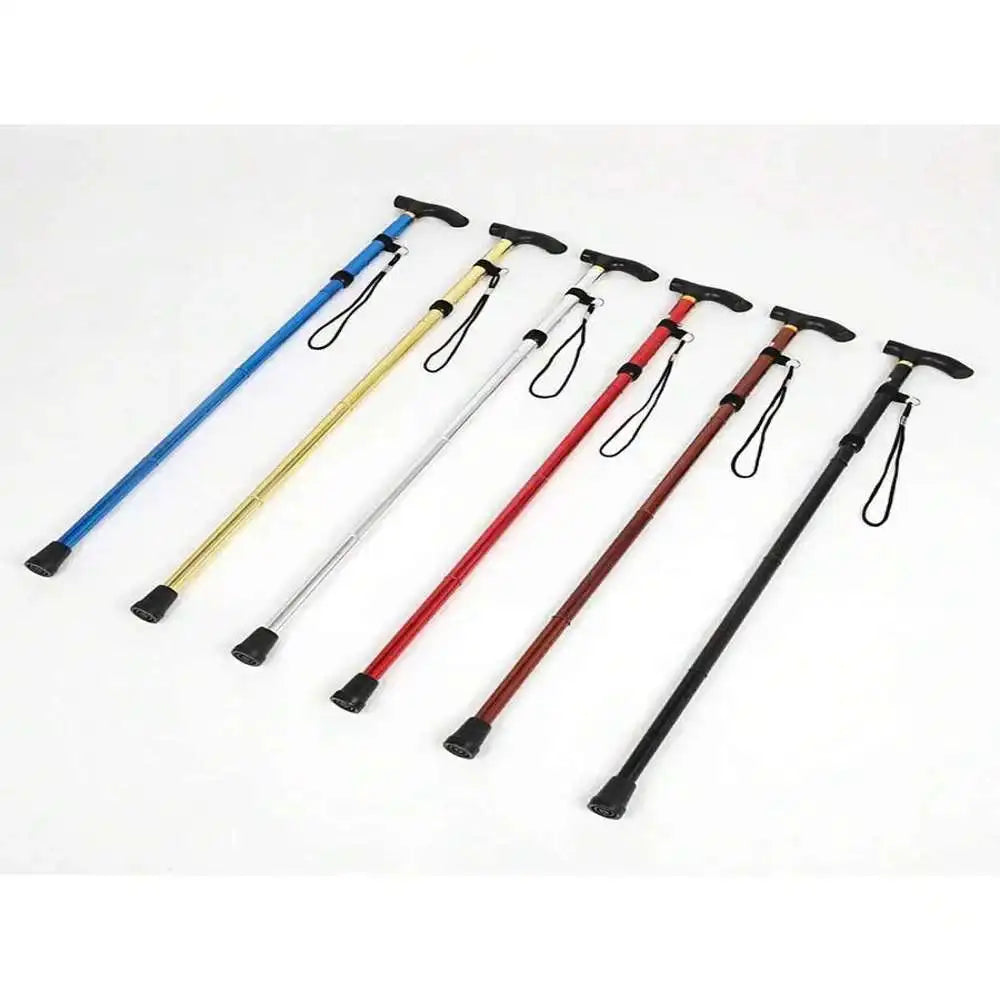 2pcs-Folding Cane, Adjustable Height Walking Stick Lightweight Collapsible Portable Travel Cane With Wrist Strap And T Handle