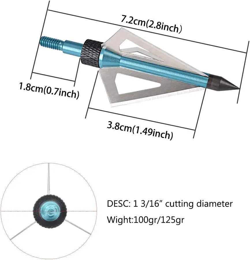 Hunting Broadheads 3 Blades Archery Broadheads 100 Grain 12 Pack Screw Arrow Heads Arrow Tips for Crossbow Compound Bow