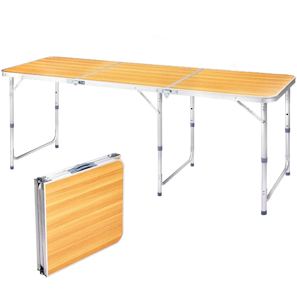 InOutdoor 6 FT Portable Plastic Folding Table Perfect for Dining and Parties