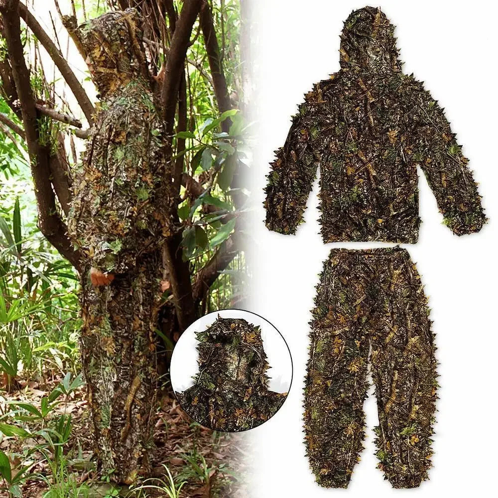 3D Ghillie Suit Tactical Outdoor Camouflage Clothes Leafy Bionic Jungle CS Shooting Suits Combat Clothes Set For Holiday Party