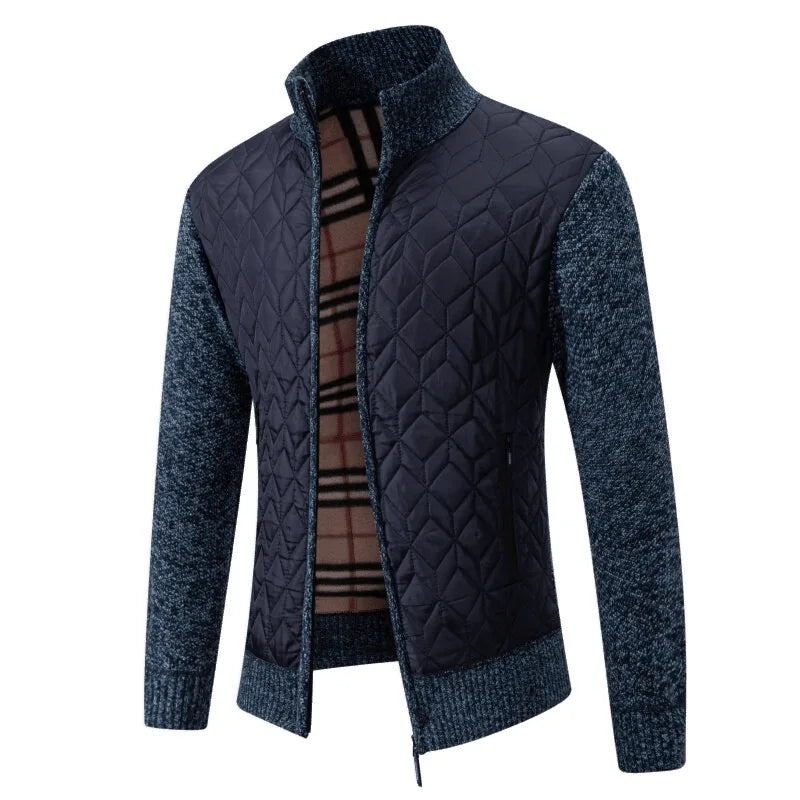 Men's Casual Fashionable Thickened Fleece Lined Stand Collar Sweater Jacket Autumn Winter New Arrival Versatile Comfortable Coat