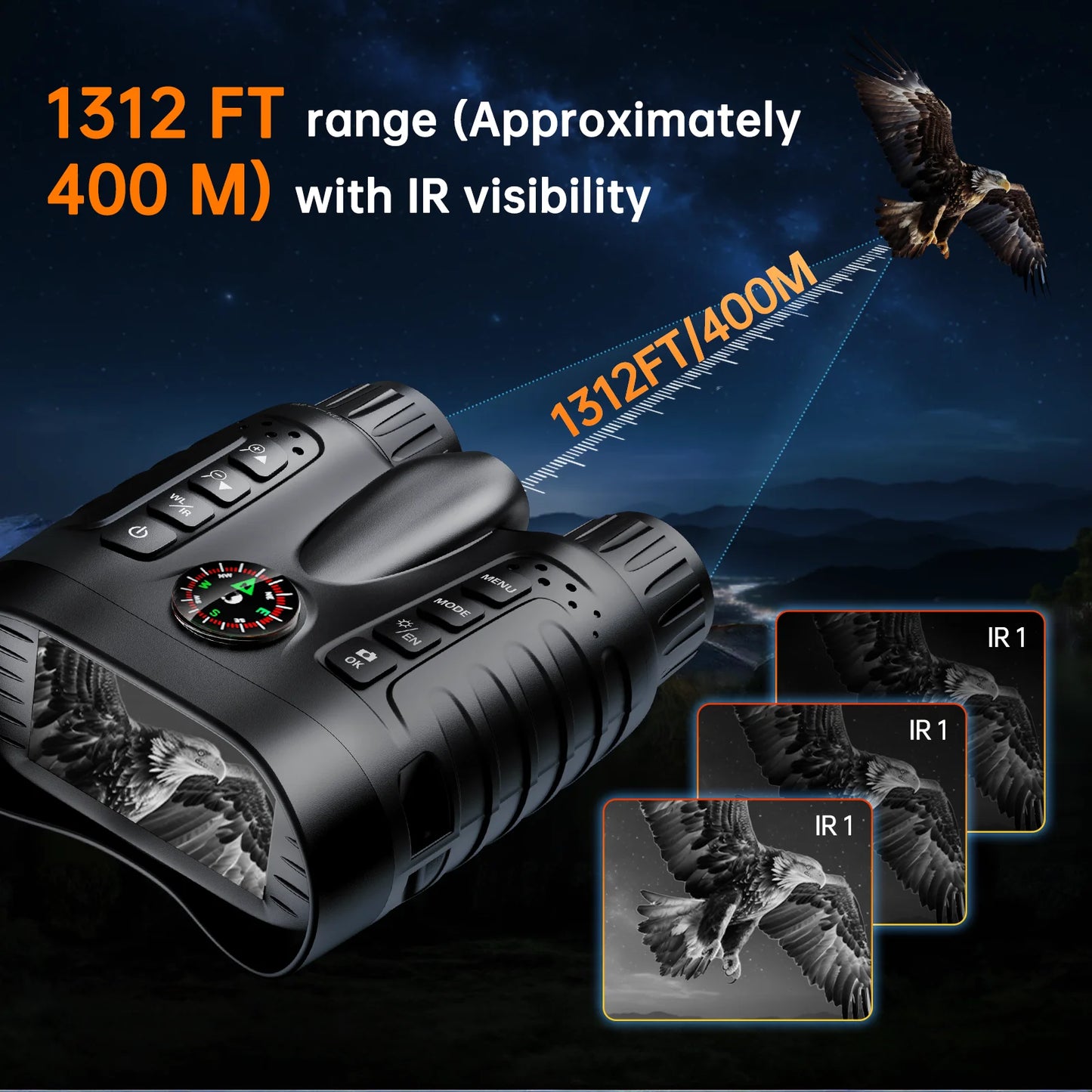 4K Night Vision Binoculars 8X Digital Zoom With Tactical Light 4500mAh Infrared Vision Night Goggle For Hunting Camping Boating
