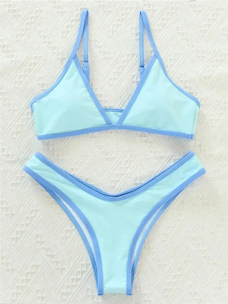 ERUAGOSI Two Piece Bikini Set Patchwork Push Up Swimwear