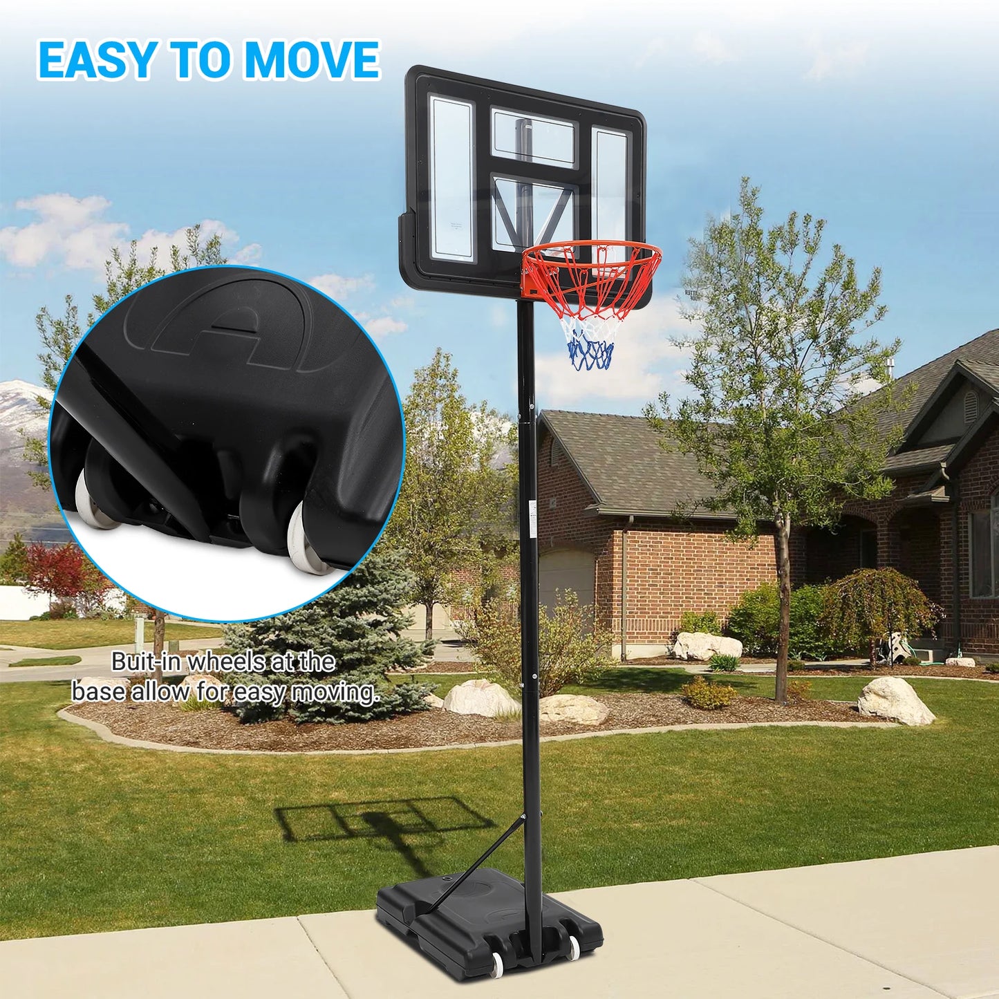 HiMIS Portable Adjustable Outdoor Basketball Hoop System For Backyard