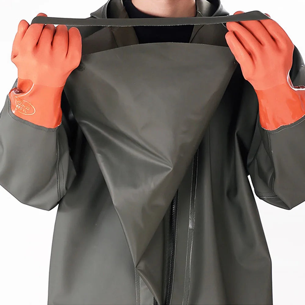 Men's Hooded Long Sleeve Wader Waterproof Overalls Pants With Boots Gloves Set Adult Outdoor Fishing Hunting River Tracing Gear