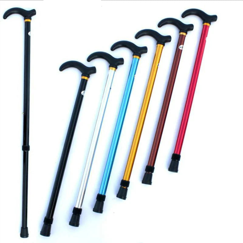1PC 75-90cm Aluminum Alloy Adjustable Walking Stick 2 Section Stable Anti-Skid Crutch Old Man Hiking Cane Height