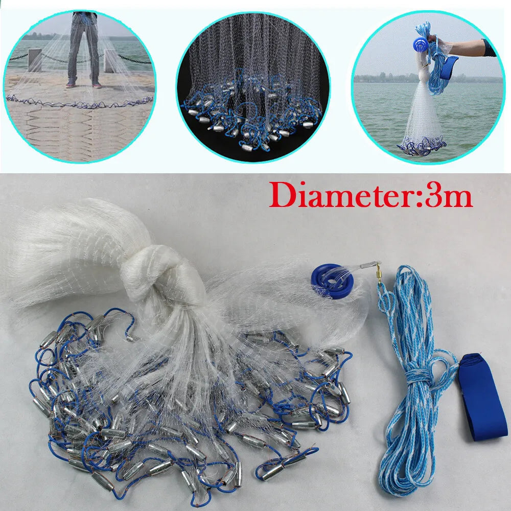 Bymaocar Hand Cast Fishing Net For Bait With Sinker