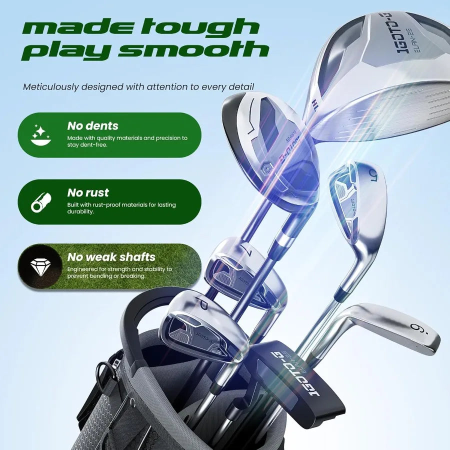 9 Pieces Golf Clubs Set for Men - Complete Mens Golf Clubs Full Set Right/Left Handed Includes Stand Bag with Rain Hood 1 Drive