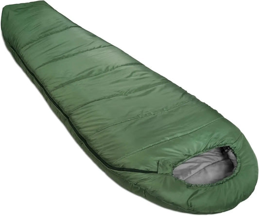 20°F Cold Weather Mummy Sleeping Bag, 82x33 Inches, Olive Green - Waterproof & Lightweight for Camping Hiking