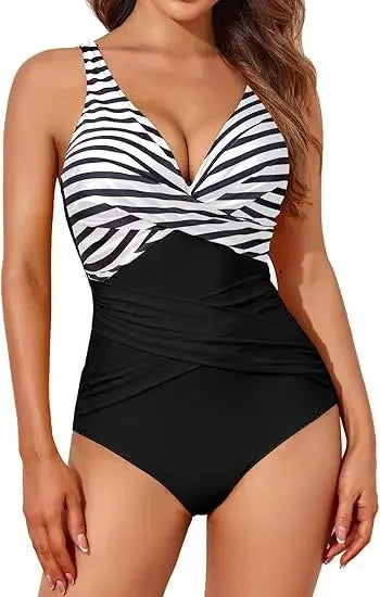 Yozihis Patchwork One Piece Swimsuit For Women Monokini Bodysuit