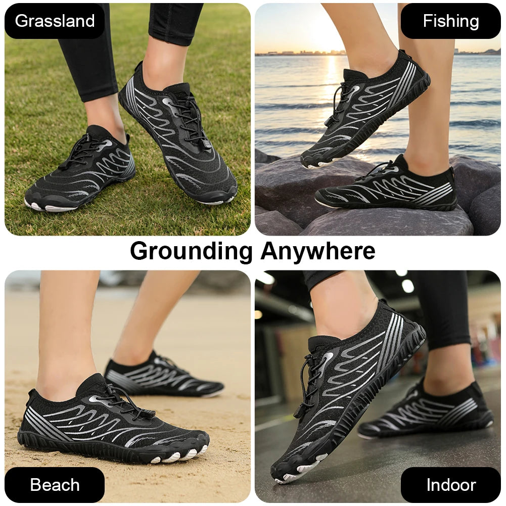 Grounding Shoes with Copper Conductive Grounded Shoes Quick-Dry Breathable Aqua Shoes Flexible Unisex Water Shoes for Men Women