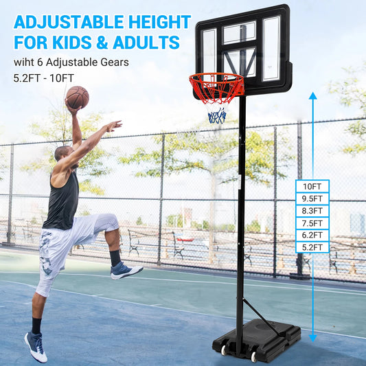 HiMIS Portable Adjustable Outdoor Basketball Hoop System For Backyard