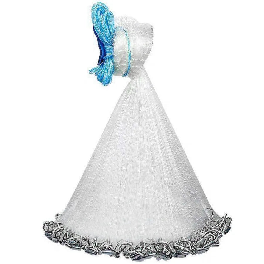 8ft Radius Fishing Cast Net Bait Trap Easy Throw Heavy Duty Hand Cast Net with Chain Sinker Bm Spread