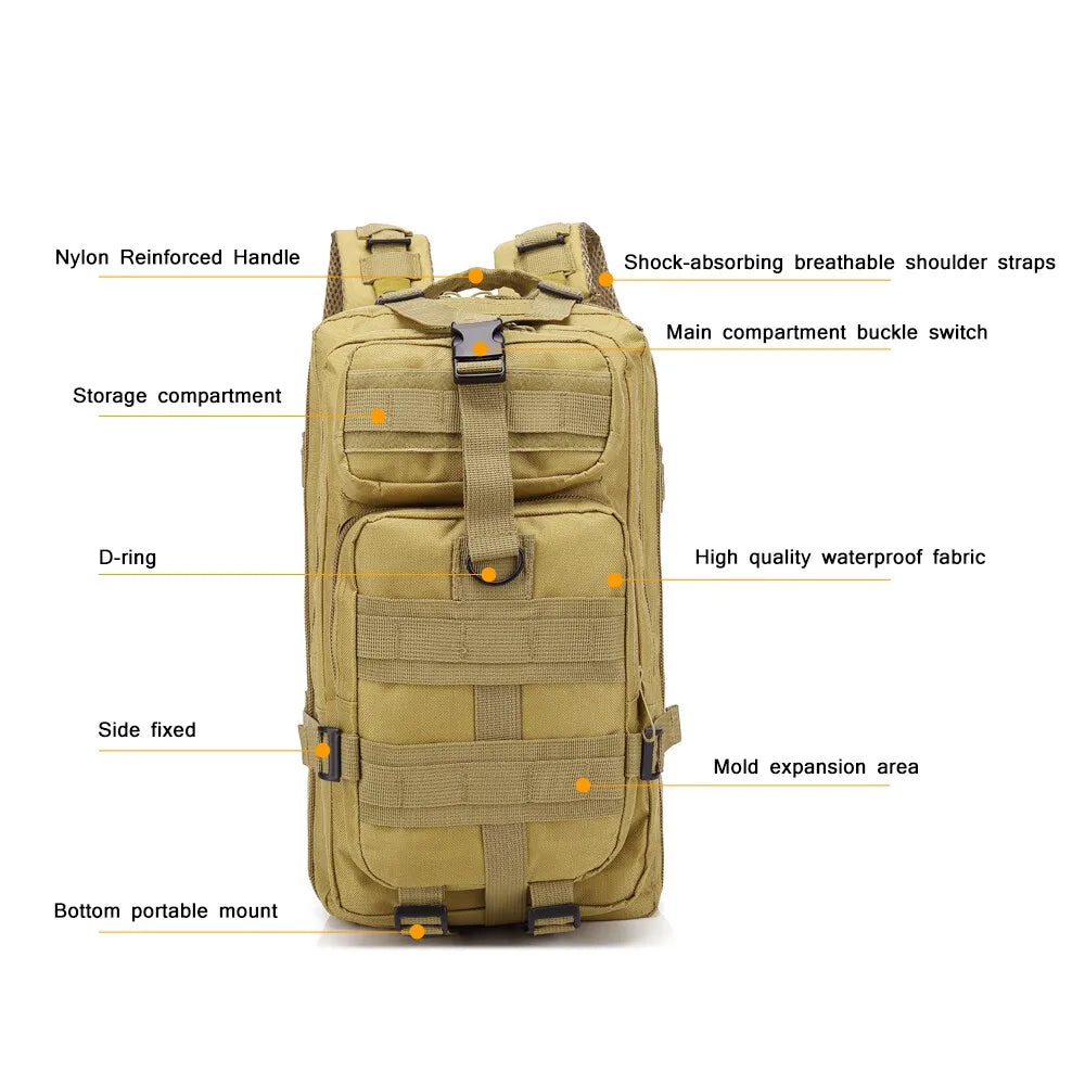 Military Tactical Backpack Molle Rucksack Bug Out Bag For Survival