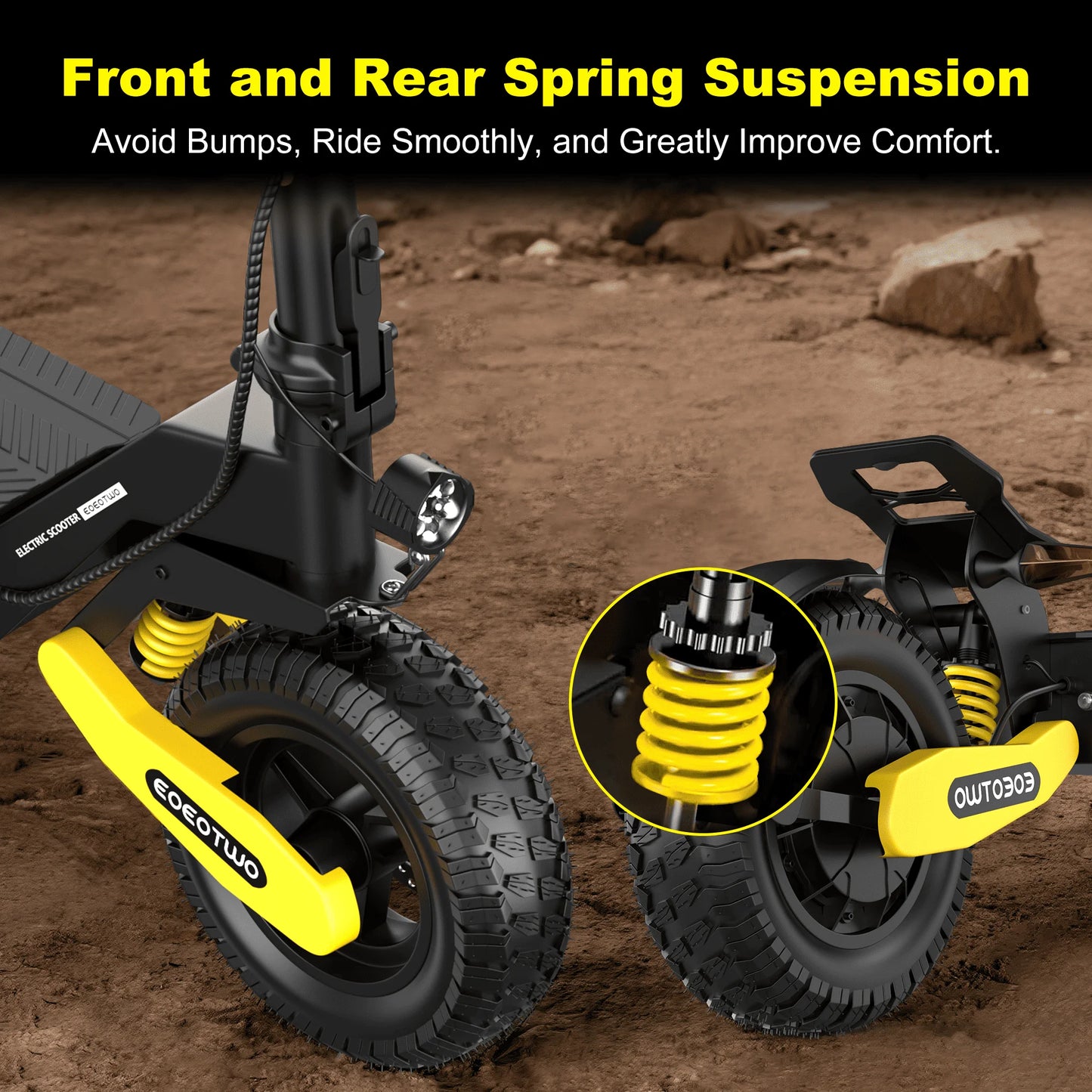 EOEOTWO GT06 Electric Scooter Adults 30MPH,1200W Motor E-Scooter,11'' Off-Road Tire Scooter with Dual Suspension & Side Light