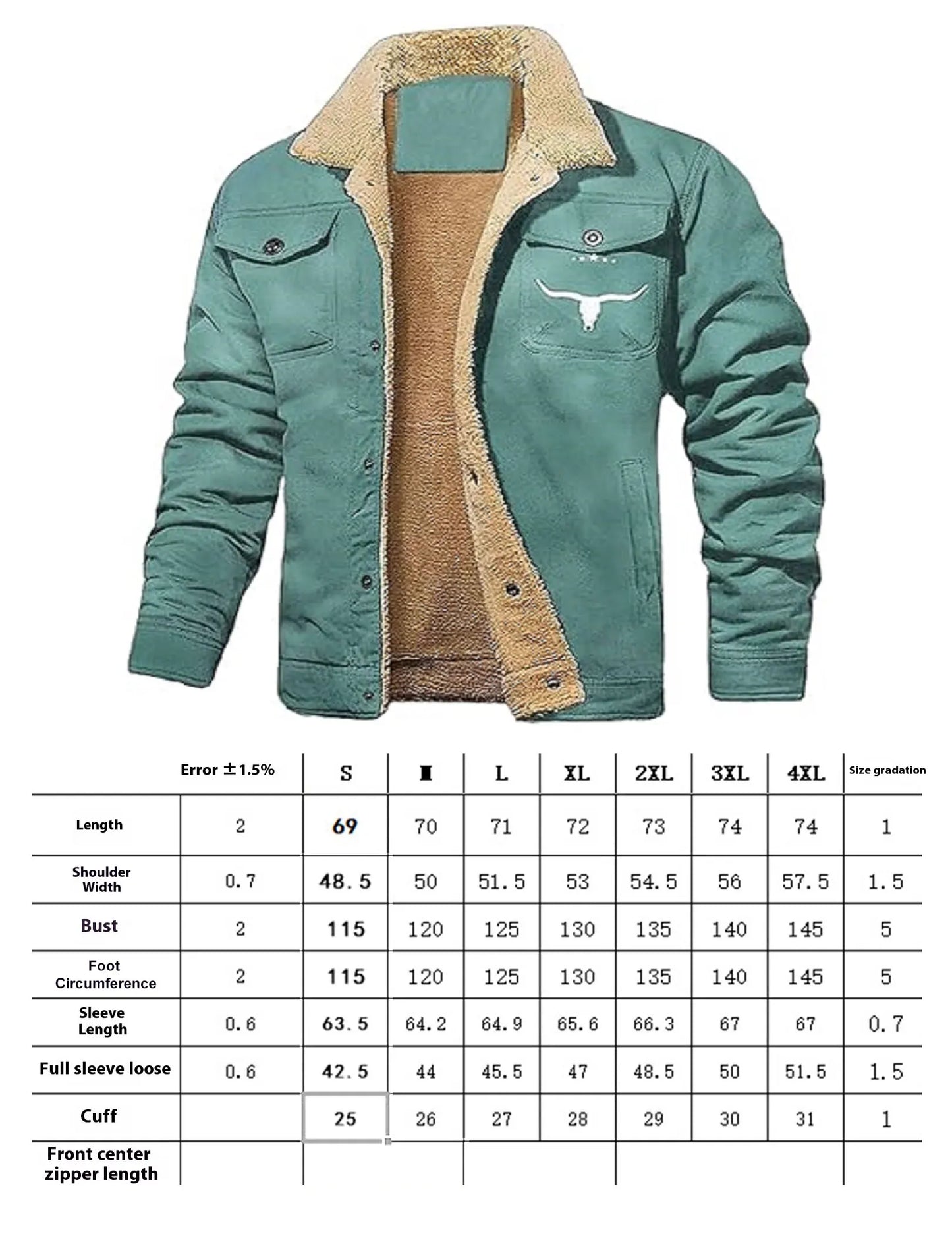 APWIKOGER Mens Retro Western Winter Warm Fleece Lined Cargo Jacket