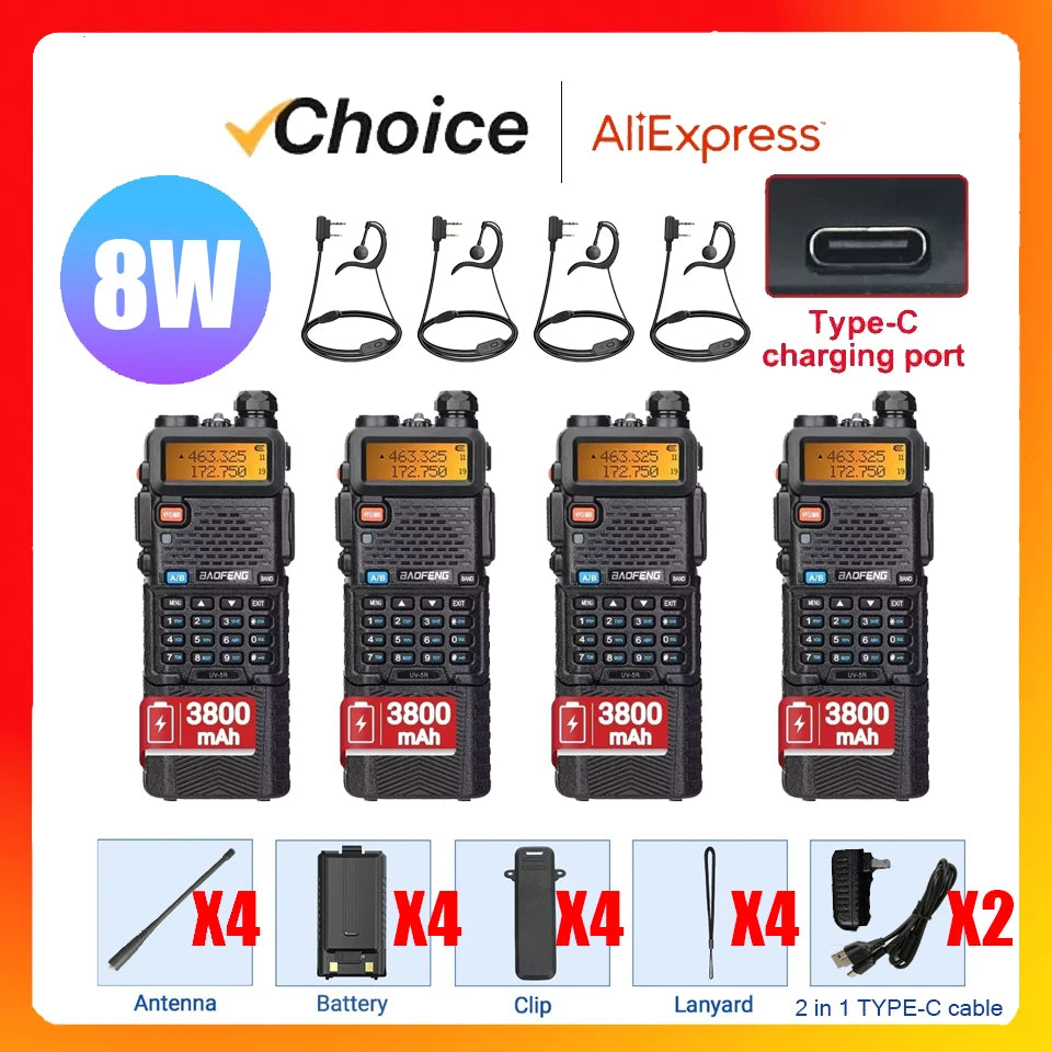Baofeng UV-5R Dual Band Walkie Talkie 8W Long Range