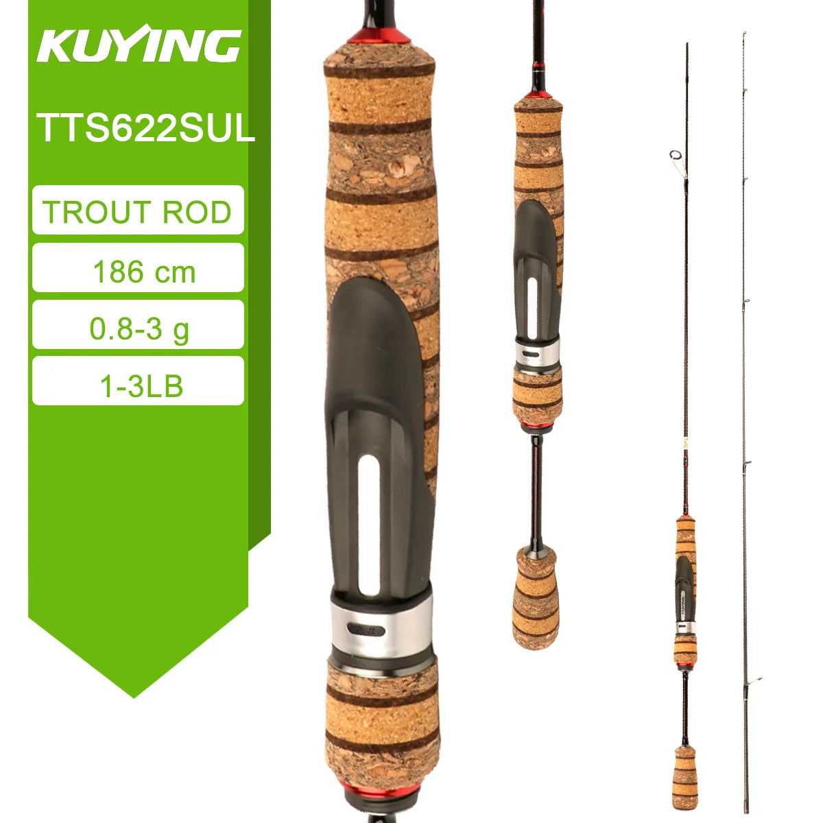 Kuying Fishing Rod Fuji Carbon Spinning Casting 2-10g