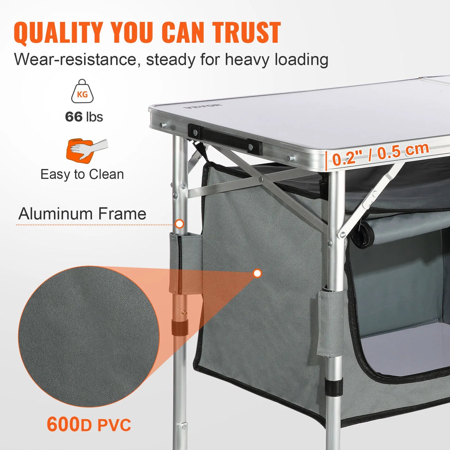 VEVOR Camping Kitchen Table Quick Setup Folding Table