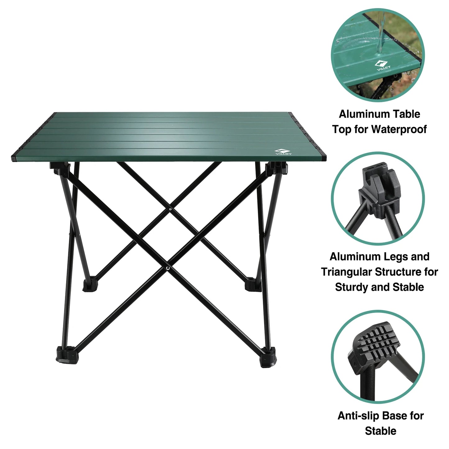 VILLEY Ultralight Portable Camping Side Table Folding Beach Table