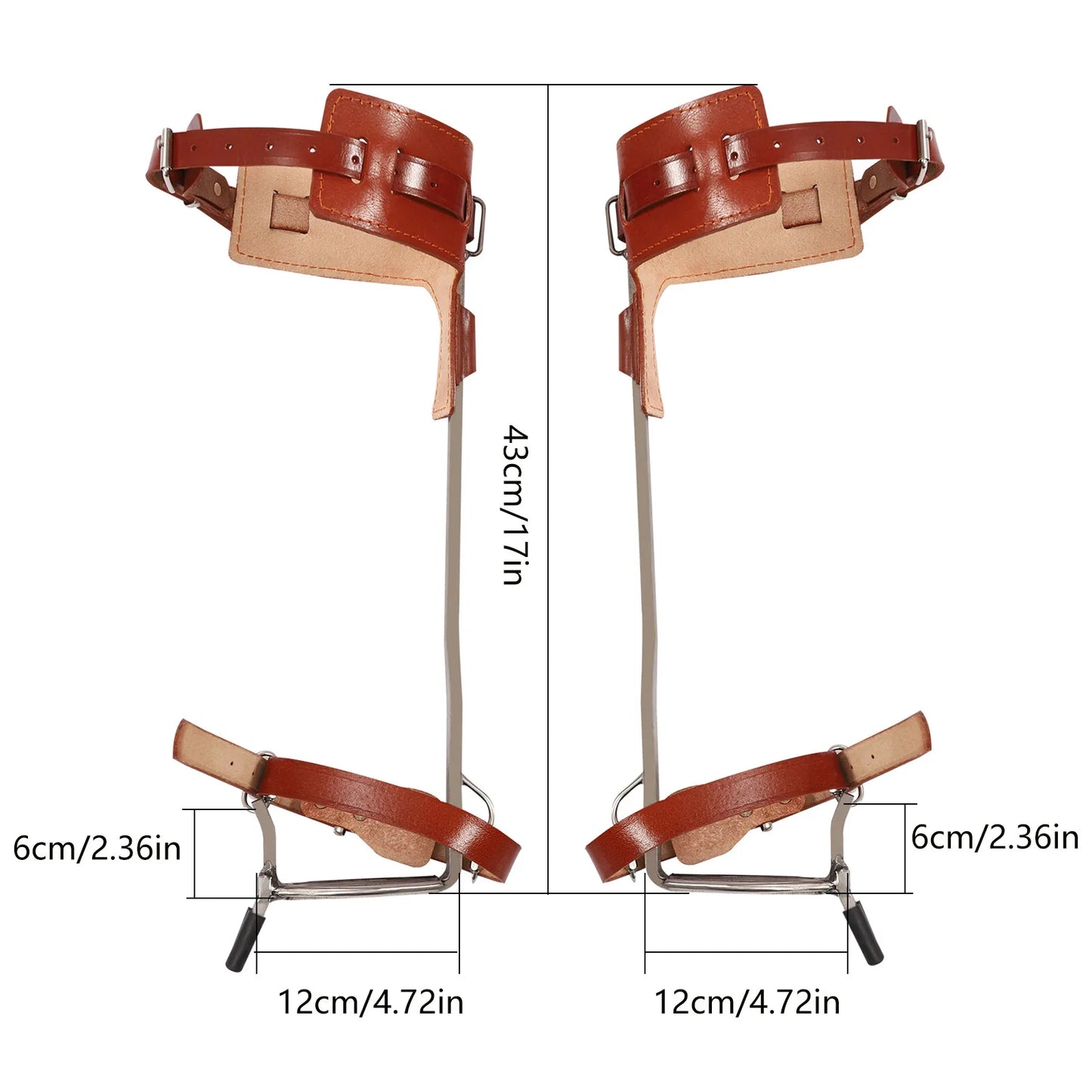 Tree Climbing Spike Set Adjustable Spurs Double Gaffs Stainless Steel Cowhide Safety Harness Gear 220lbs