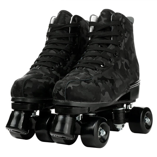 YYW PU Leather Roller Skates Women Elastic Band Closure