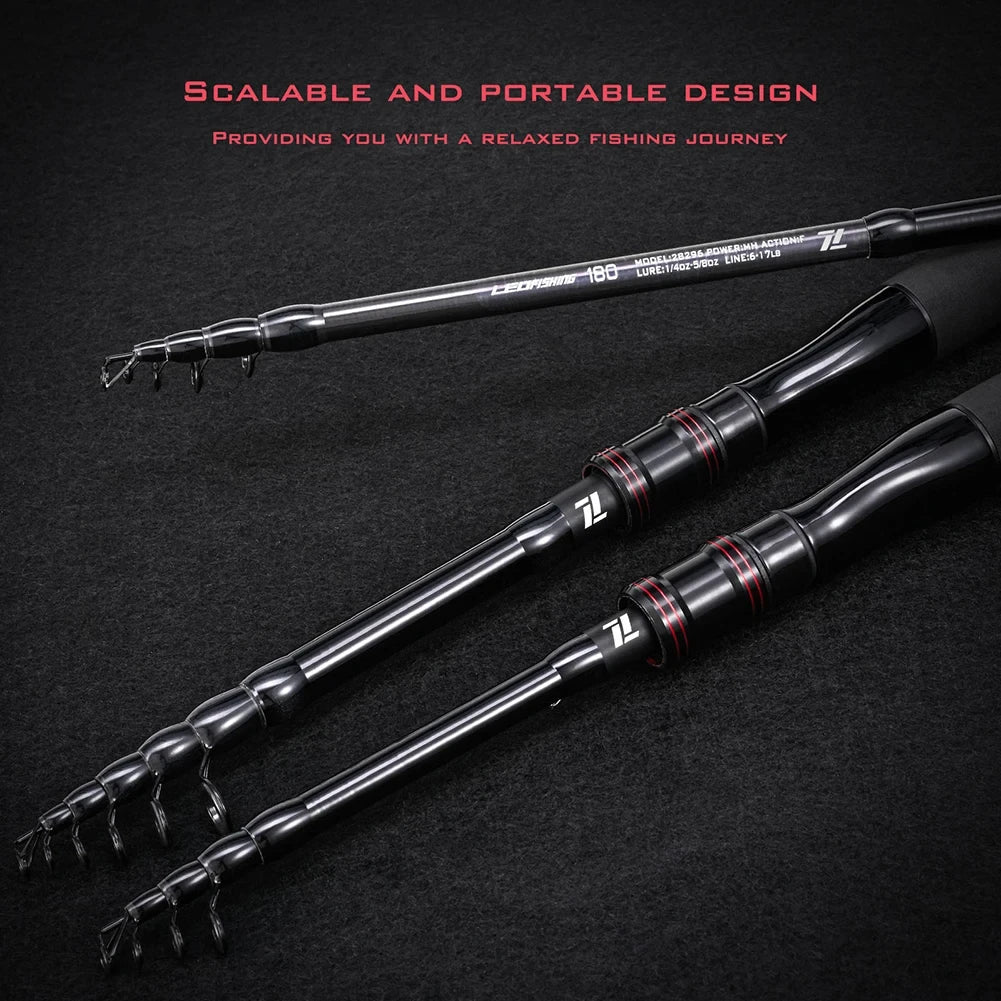 Telescopic carbon fishing rod, high-strength fishing line, reel seat, rotating rod, straight handle, gun handle fishing rod