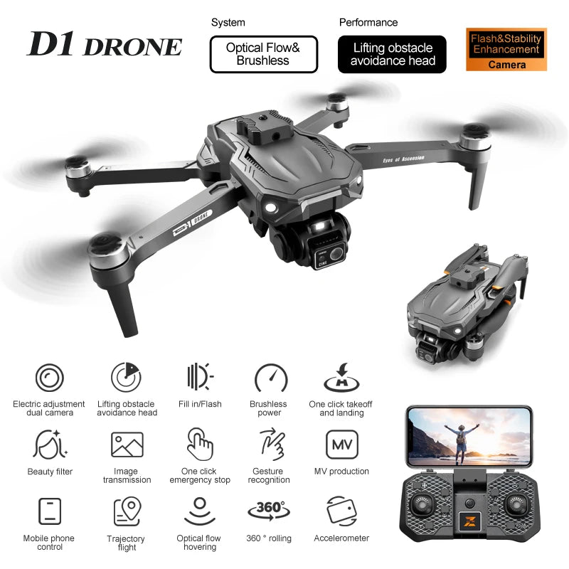 D1 Drone With HD Camera 5G GPS 360 Obstacle Avoidance