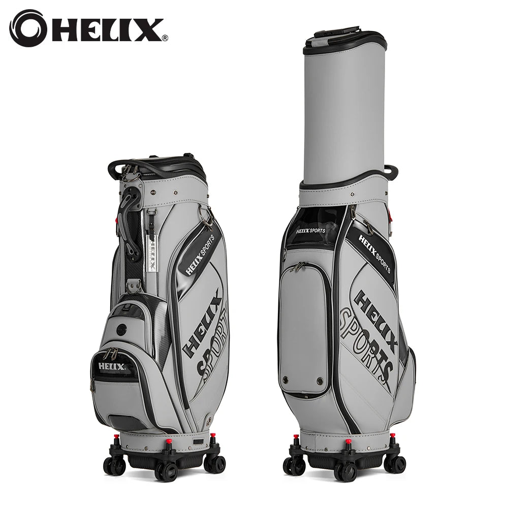 HELIX All-in-One Golf Bag - 4 Wheels with Locking System, Retractable Hard Top for Club Protection During Airline Travel