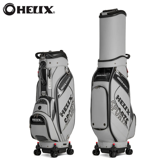 HELIX All-in-One Golf Bag - 4 Wheels with Locking System, Retractable Hard Top for Club Protection During Airline Travel