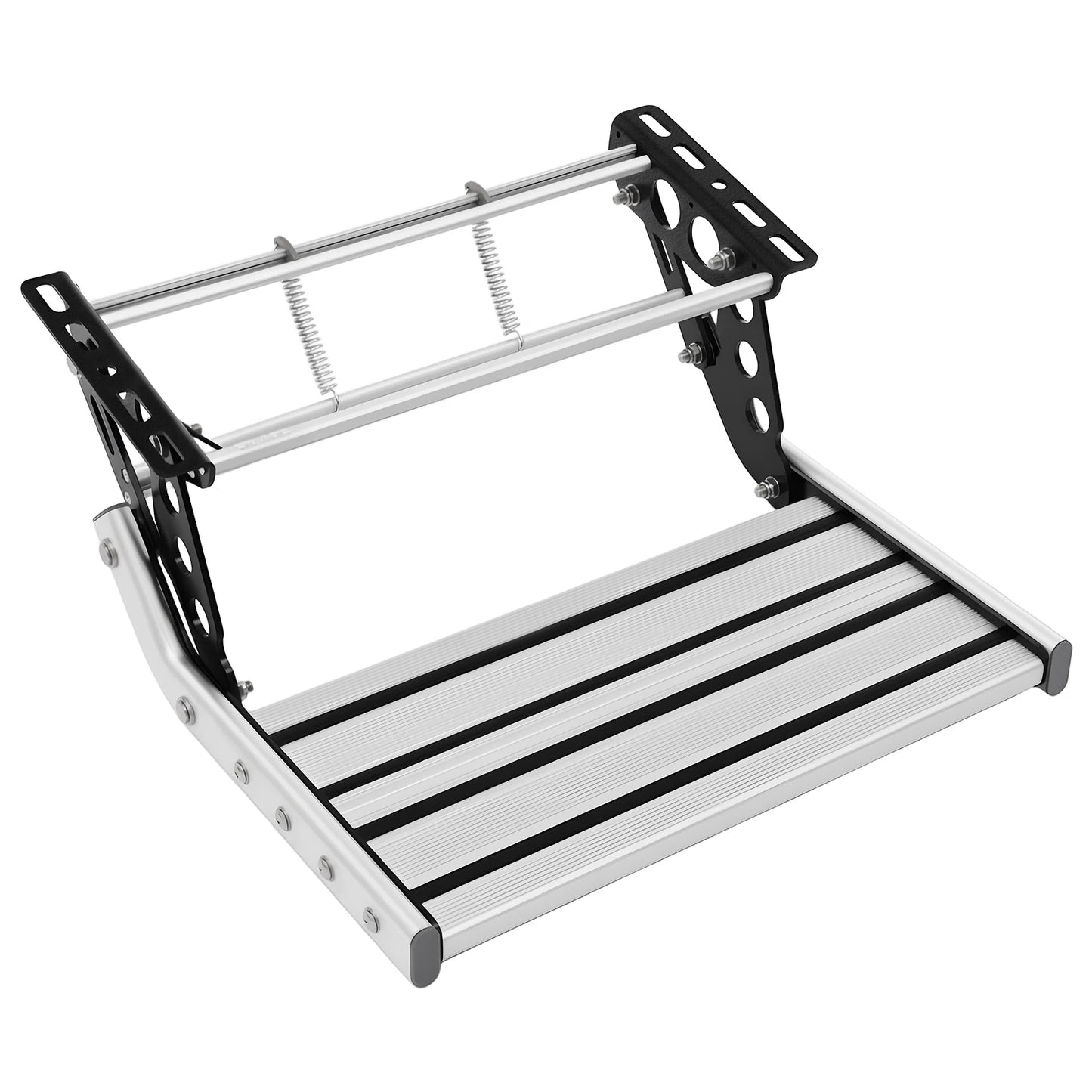 Folding RV Step, 44cm Manual RV Step with LED Light, Loading 150kg Telescopic Antiskid Caravan Accessories