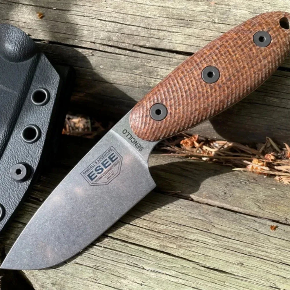 ESEE Sencillo Fixed Blade D2 Knife Durable G10 Handle Knives with Hang The Buckle Sleeve Rope Hole Outdoor Tactical EDC Knives