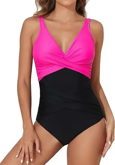 Yozihis Patchwork One Piece Swimsuit For Women Monokini Bodysuit