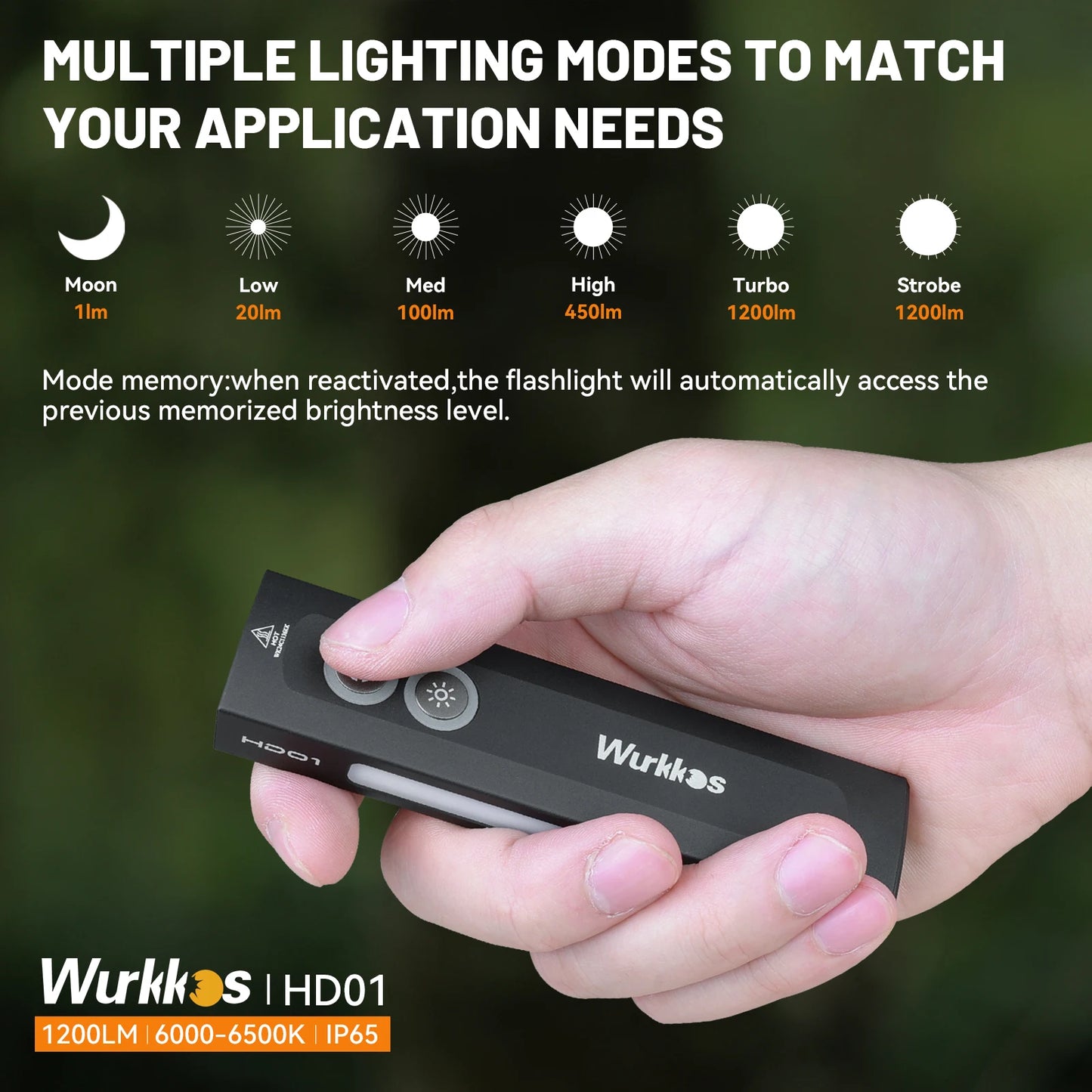 Wurkkos HD01 1200 Lumen Rechargeable Flashlight With RGB