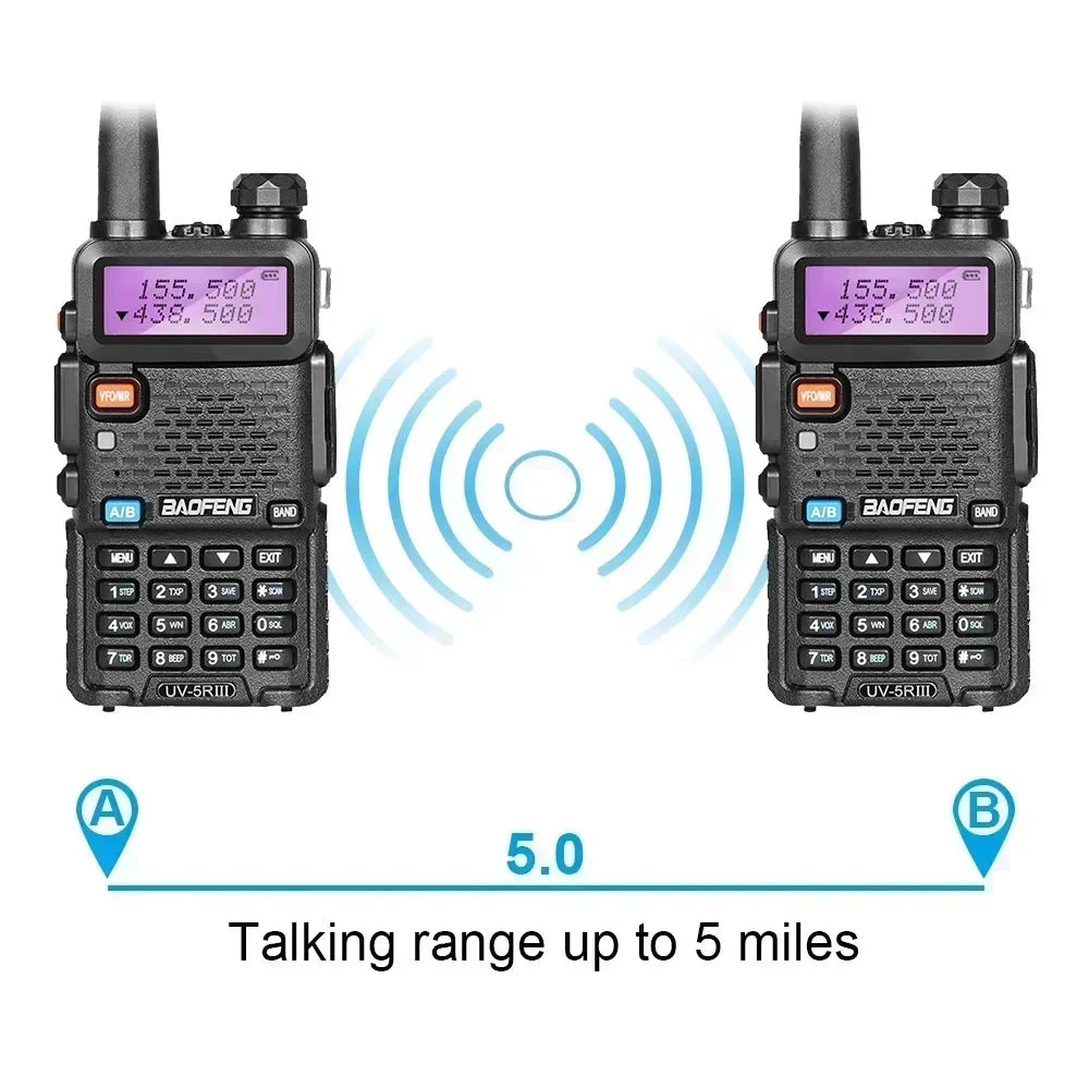 4Pcs Baofeng UV-5R 5W Tri-Power Walkie Talkie High Power Dual Band Long Range Portable Handheld UV 5R Radio